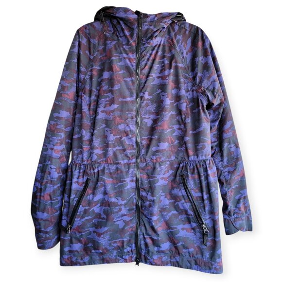Lululemon Rain For Daze Jacket II Hounds Camo Emperor Blue Black - Picture 3 of 14